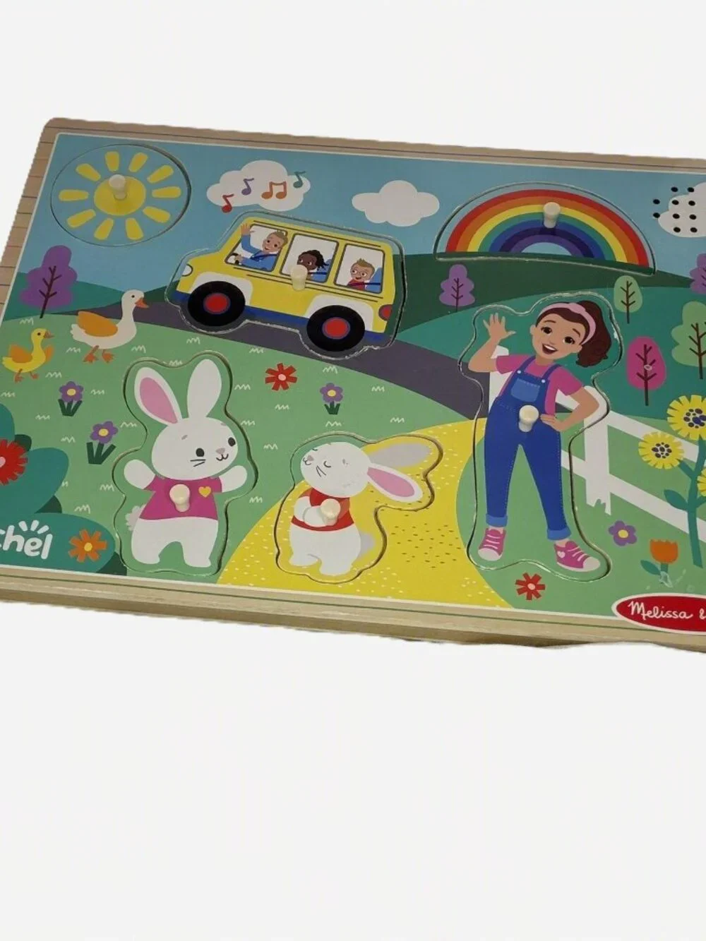 Melissa & Doug Ms. Rachel Wooden Musical Peg Puzzle Toddler Tested & Working